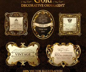 Gold decorative ornament labels vector