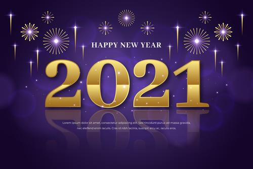 Golden new year 2021 background vector