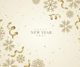 Golden snowflakes and confetti new year background vector