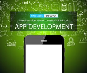 Green background app development information vector
