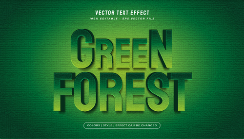 Green forest 3d editable text style effect vector