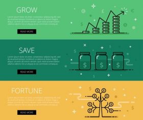 Growth wealth vector web banner set