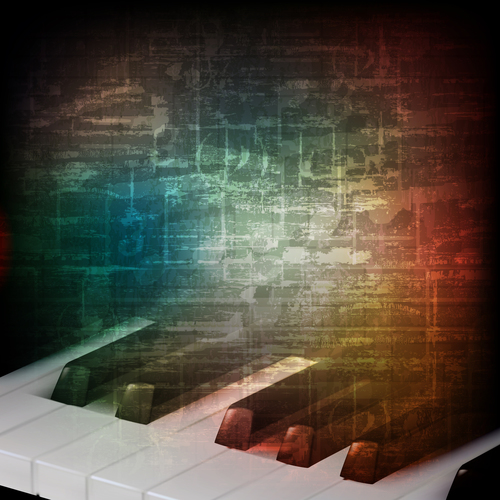 Grunge vintage background with piano keys vector