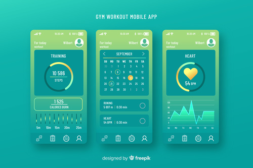 Gym workout mobile app infographic template vector