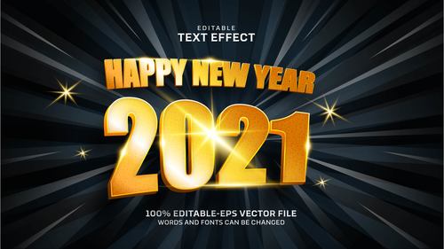 Happy New Year 2021 text effect vector