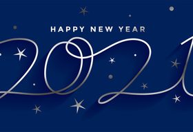 Happy new year 2021 silver line style banner design vector