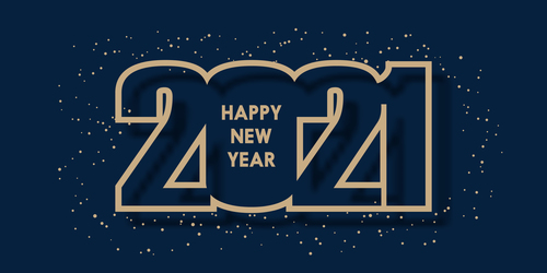 Happy new year 2021 with number design vector
