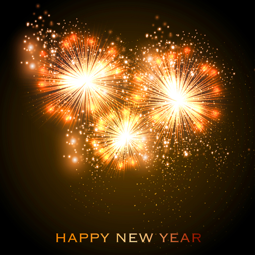 Happy new year fireworks vector
