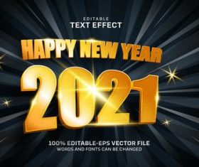 Happy new year gold text effect vector