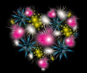 Heart shaped fireworks vector