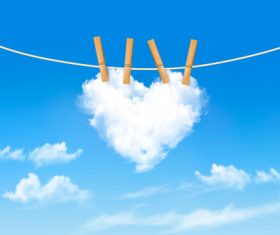 Heart-shaped vector on clothesline