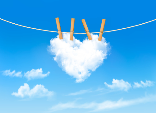 Heart-shaped vector on clothesline