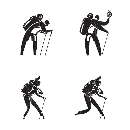 Hiking silhouette vector