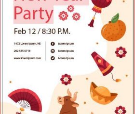 Invitation card happy new year vector