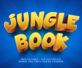 Jungle book 3d editable text style effect vector
