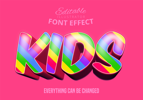 KIDS text style effect vector