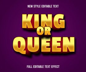 King or queen new style editable text vector