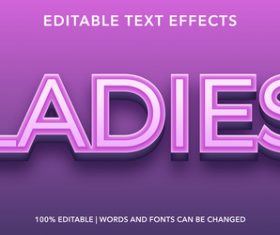 Ladies editable font effect text vector