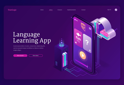 Language learning app vector