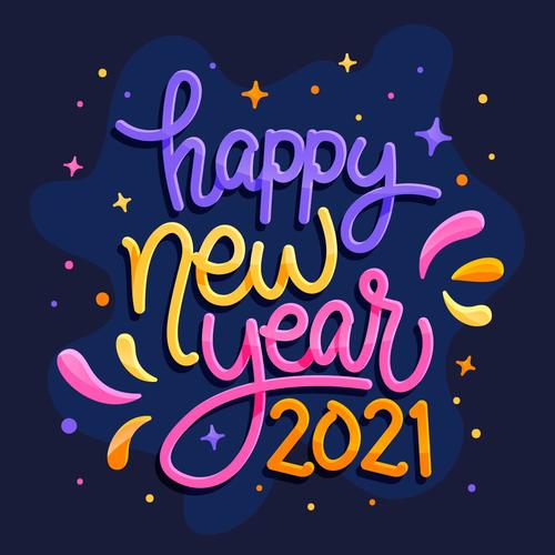 Lettering happy new year 2021 vector