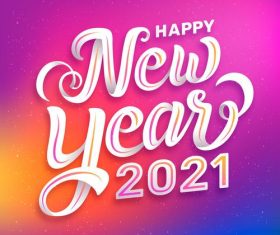 Lettering happy new year 2021 vector
