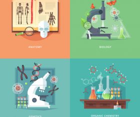 Life research flat banner set vector