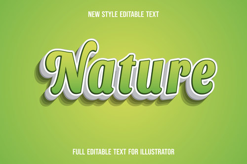 Light green nature text style effect vector