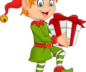 Little boy holding a gift vector