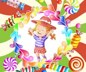 Little girl and candy illustration vector