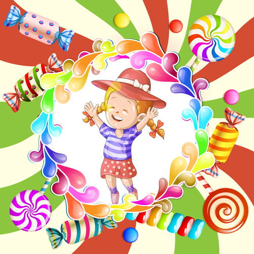 Little girl and candy illustration vector
