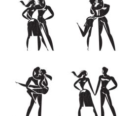 Lovers silhouette vector