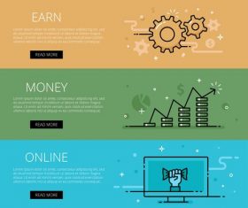 Make money online flat banner vector
