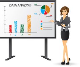 Market data analysis cartoon vector