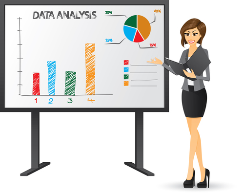 Market data analysis cartoon vector