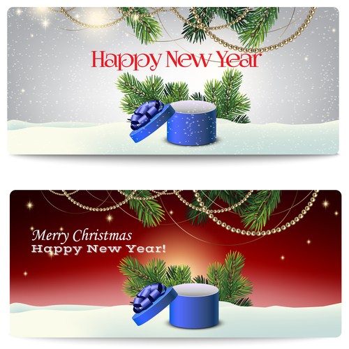 Merry Christmas and New Year banner vector