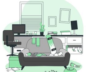 Messy room cartoon illustration vector