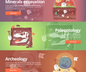 Minerals excavation set banner vector
