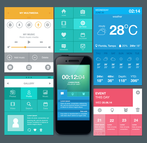 Mobile phone interactive interface design vector