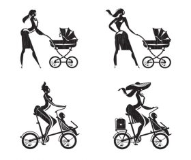 Mother and child silhouette vector