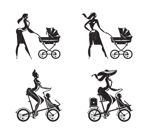 Mother and child silhouette vector