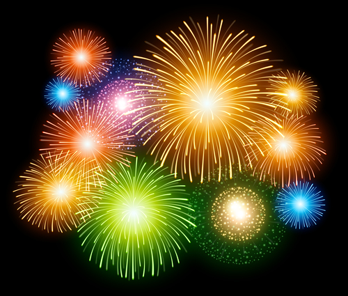 Multicolored fireworks vector