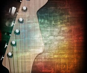 Music grunge vintage background with guitar vector