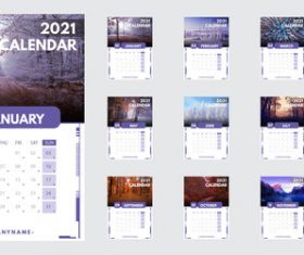 Nature background 2021 new year calendar vector