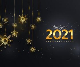 New year 2021 background with realistic golden decoration vector