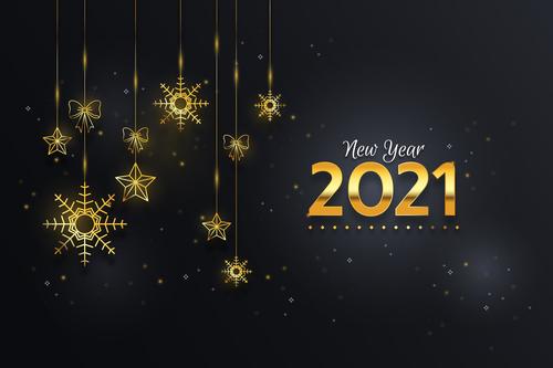 New year 2021 background with realistic golden decoration vector