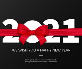 New year 2021 background with red ribbon vector