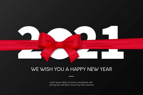 New year 2021 background with red ribbon vector