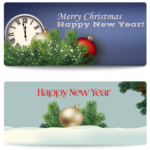 New year and christmas illustrations vector