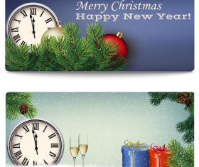 New year and merry christmas banner vector
