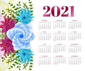 New year calendar with flower decoration vector